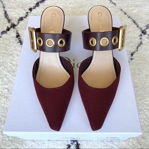 Christian Dior D-Dior Heeled Mule in Rouge Noir